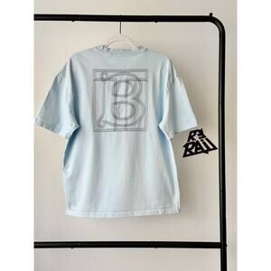 Burberry Big Embroidery Logo Blue T-Shirt
